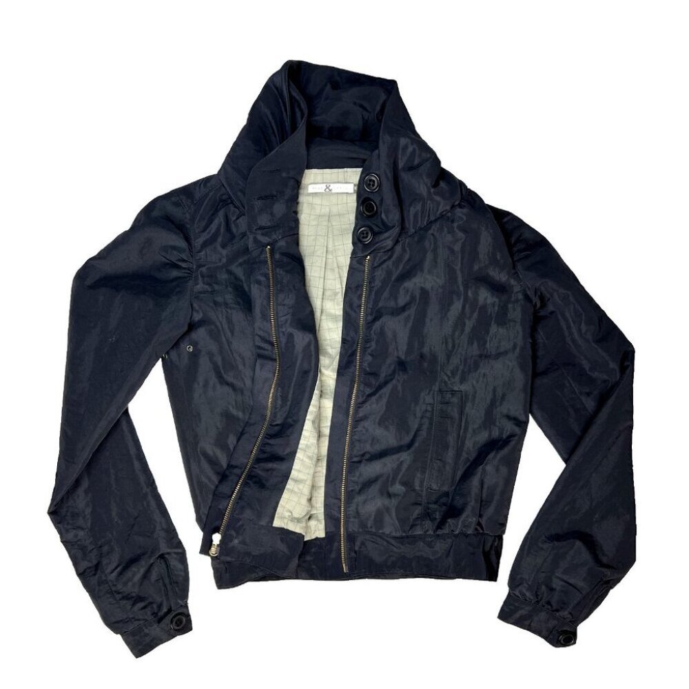 Mike & Chris Jacket Fitted Cropped Black Zip-Up – Size Small – Casual/Edgy